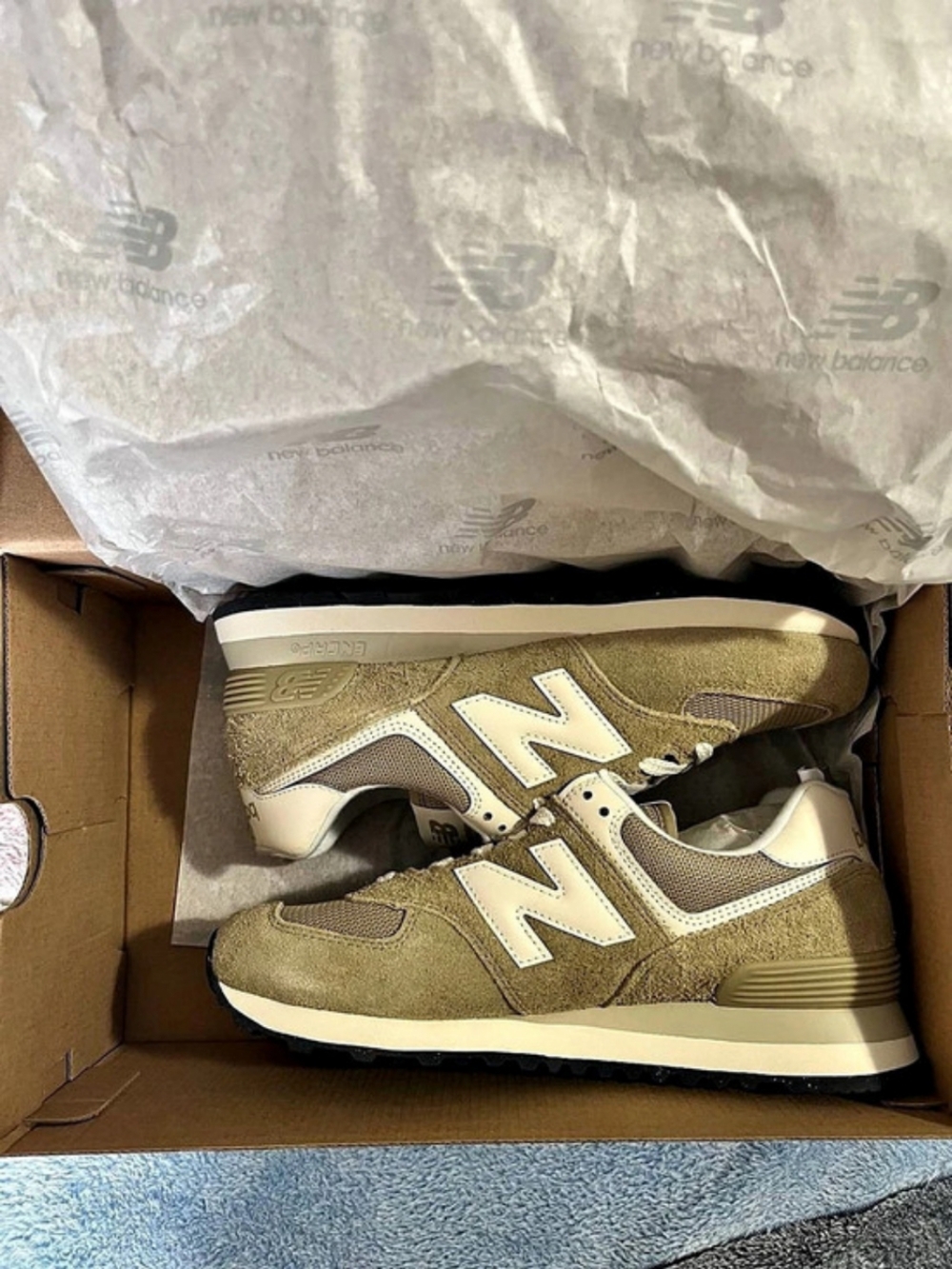 New Balance 574 Sneakers in Brown & White New